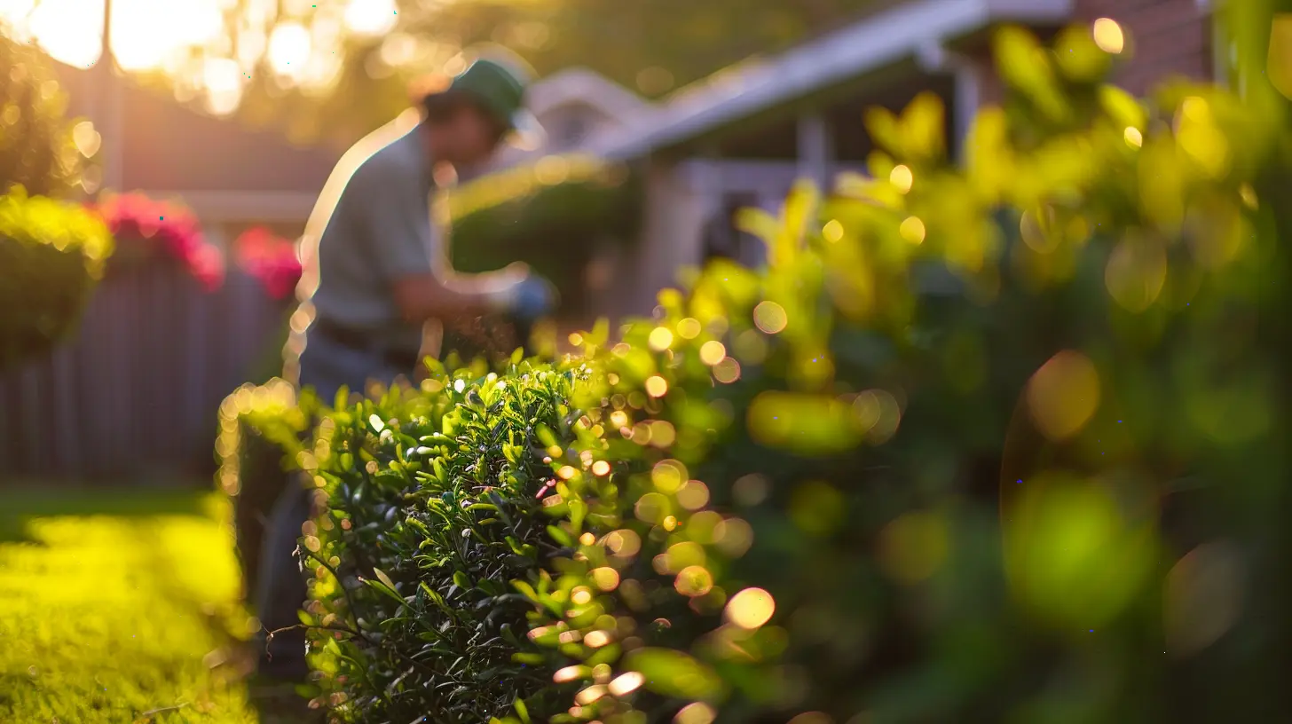 Professional hedge trimming